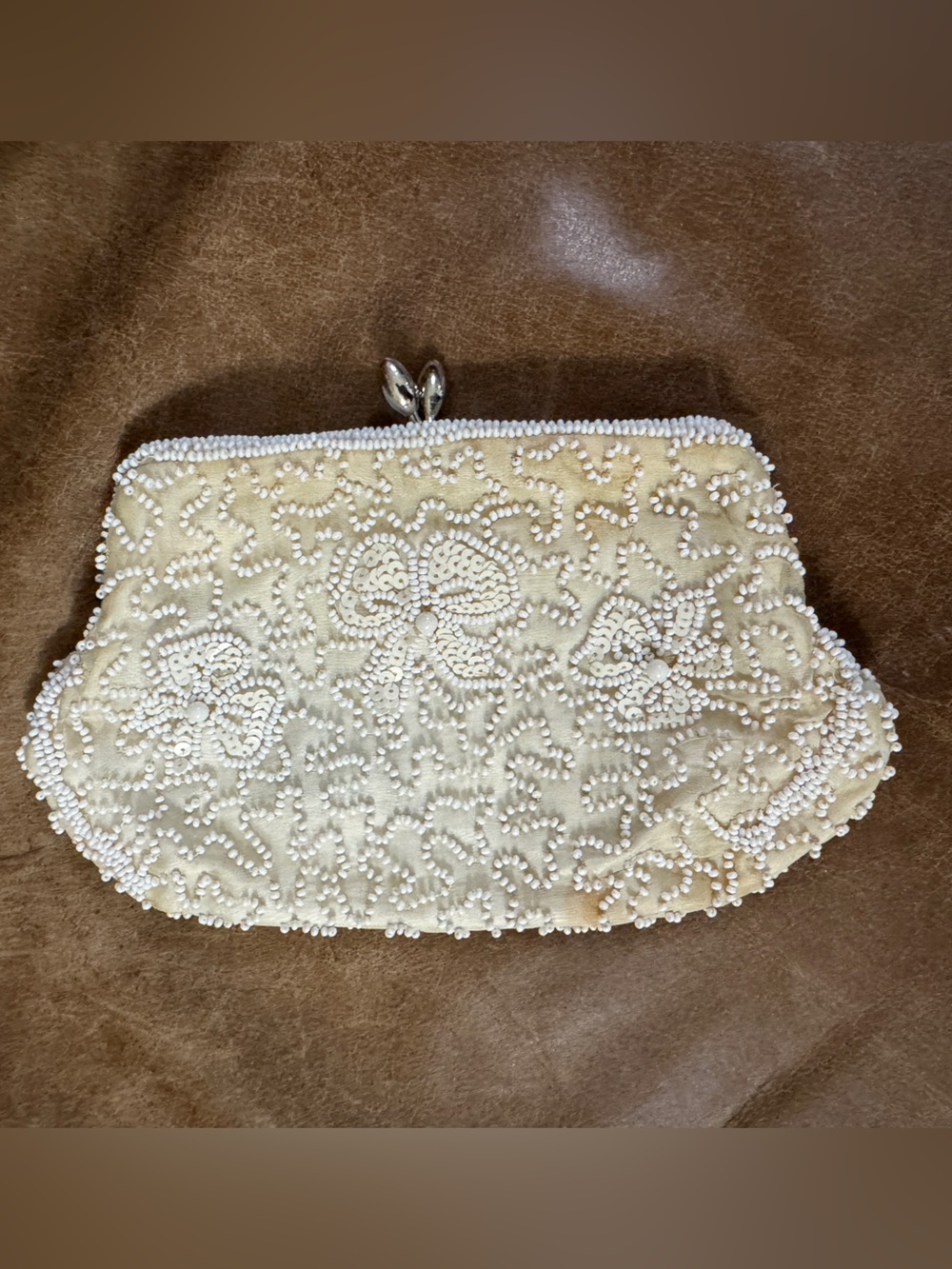 Vintage 1950s Walborg Beaded Sequin Evening Clutch West Germany Bridal